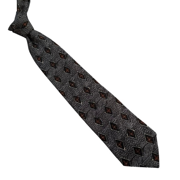 Ermenegildo Zegna Tie Gray & Brown Silk Made in Italy Formal Size 58” x 3.75” - Picture 3 of 10